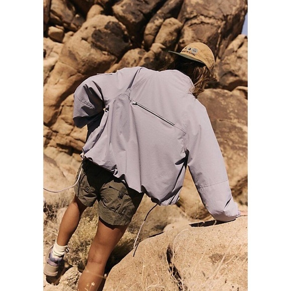 Free People Movement Lightweight Utility Jacket Women’s L Gray Lavender Zip Up - Picture 8 of 15